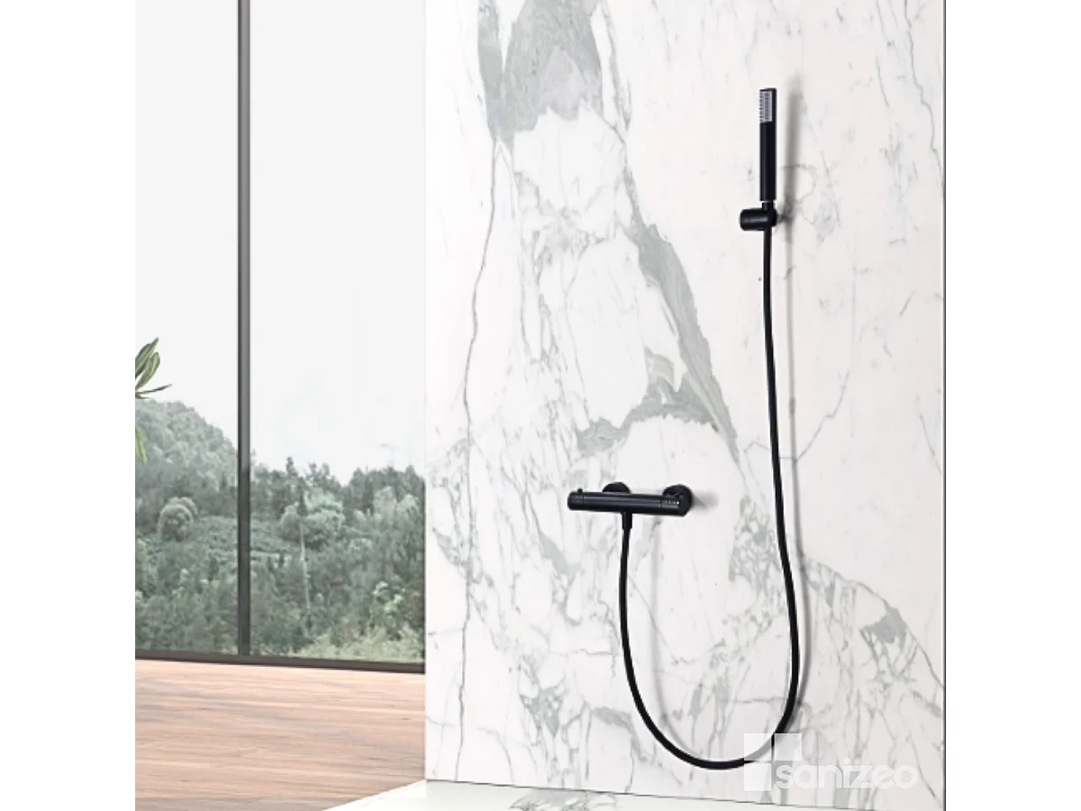 Ensemble de Douche Thermostatique Anti-Calcaire Noir Mat GENOVA BDG053-5NG