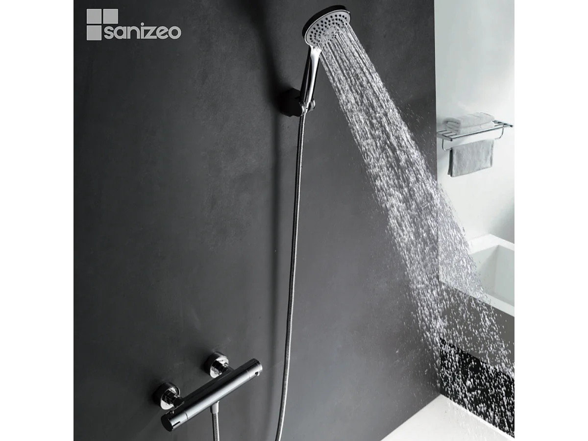 Ensemble de Douche Anti-Calcaire Thermostatique Chrome CRETA BTC018-5