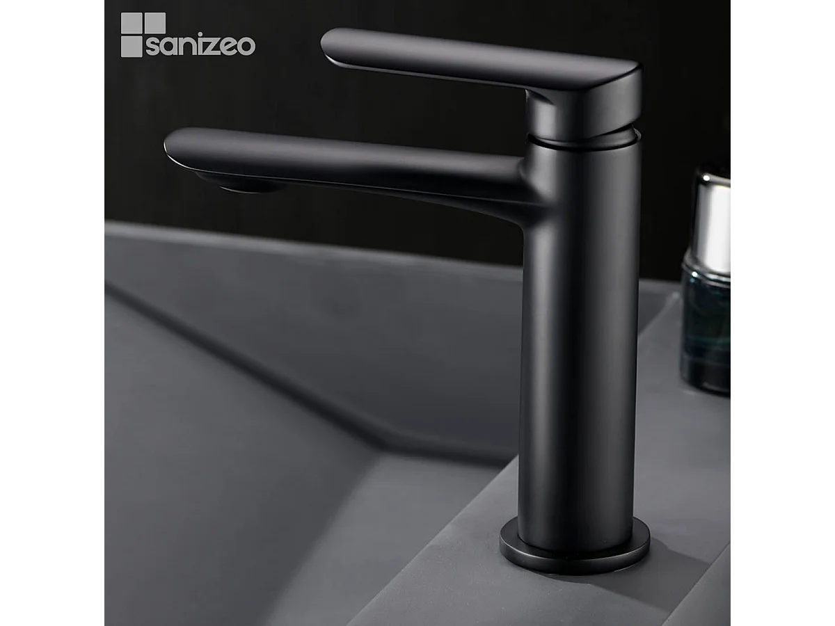Mitigeur Lavabo Salle de Bain noir mat – Bec Bas Anti-Calcaire – Design moderne - URAL IMEX