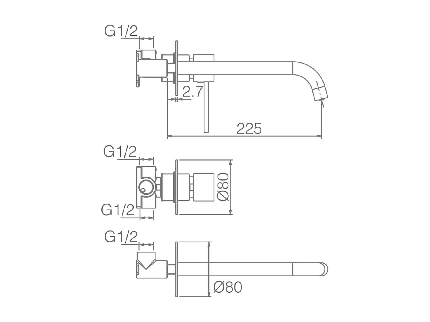 Mitigeur Lavabo Encastré Salle de Bain chromé – Anti-Calcaire – Design moderne - MILOS IMEX