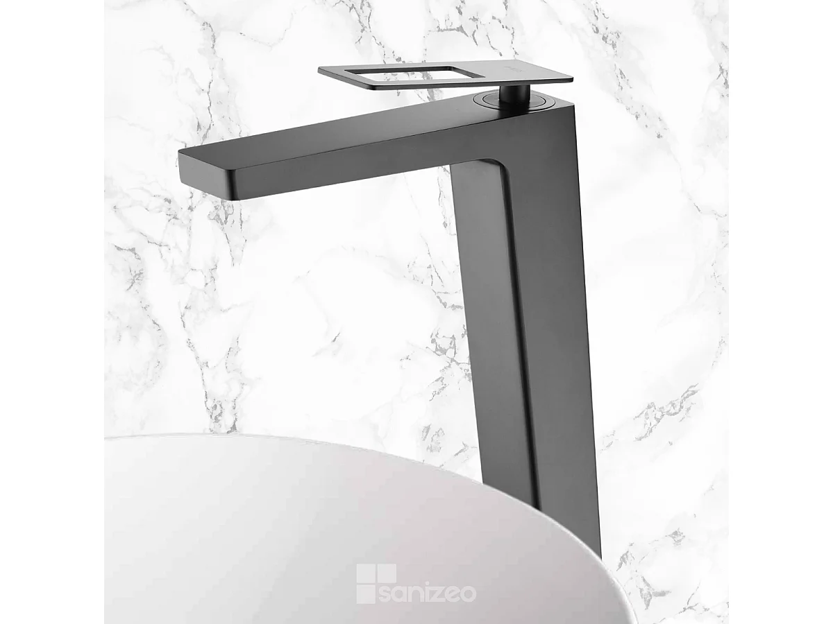 Mitigeur Lavabo Salle de Bain noir mat – Bec Haut Anti-Calcaire – Design moderne - SUECIA IMEX