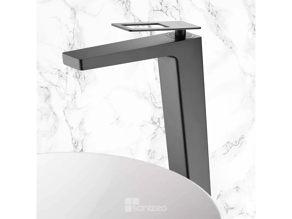 Mitigeur Lavabo Salle de Bain noir mat – Bec Haut Anti-Calcaire – Design moderne - SUECIA IMEX