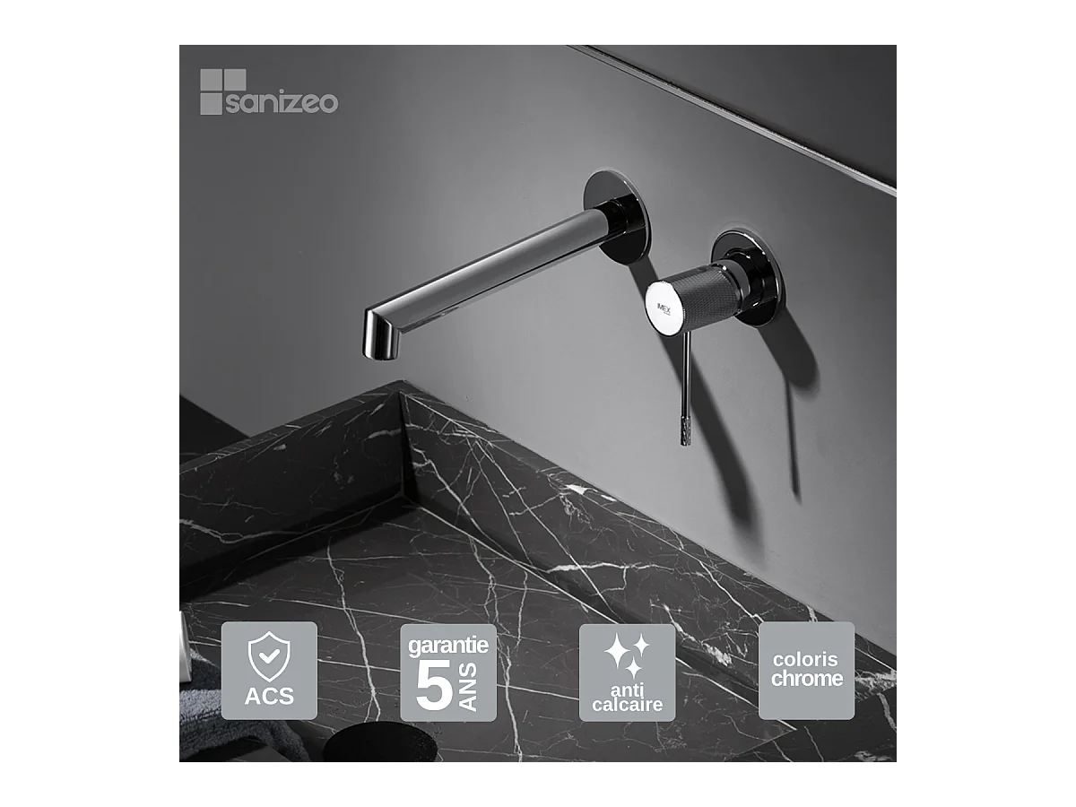Robinet Mitigeur de Lavabo Encastré Anti-Calcaire Chrome IMEX LINE GLD038