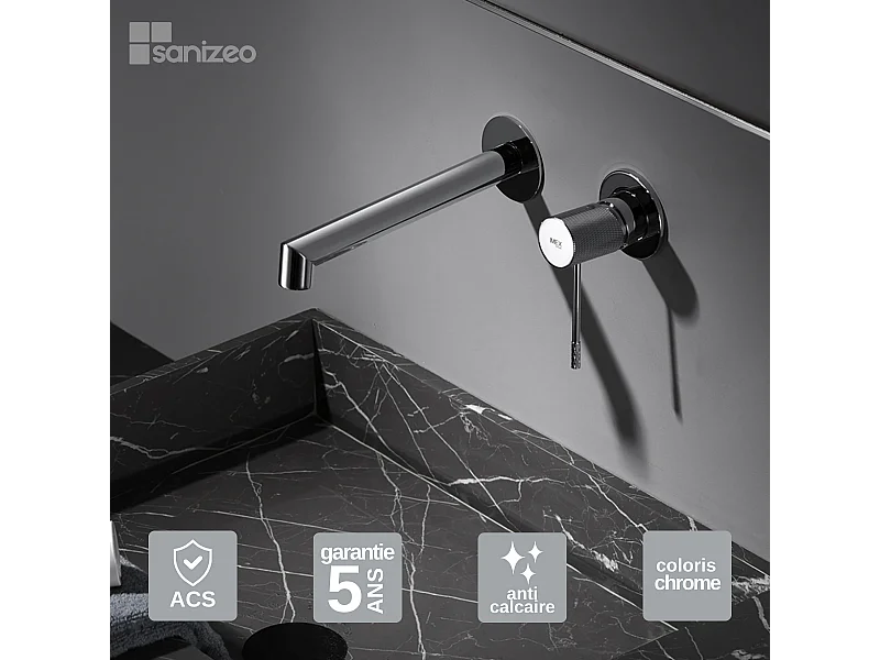 Mitigeur Lavabo Encastré Salle de Bain chromé – Anti-Calcaire – Design moderne - LINE IMEX