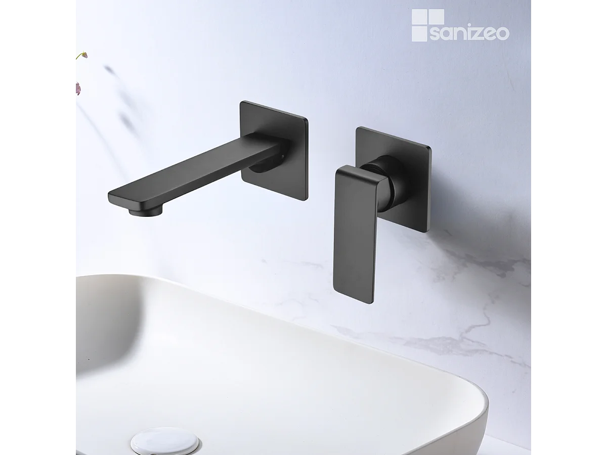 Mitigeur Lavabo Encastré Salle de Bain noir mat – Anti-Calcaire – Design moderne - FIYI IMEX