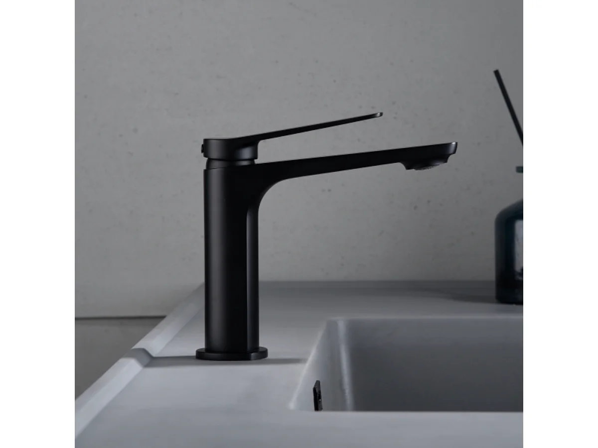 Mitigeur Lavabo Salle de Bain noir mat – Bec Bas Anti-Calcaire – Design Moderne - NAPOLES IMEX