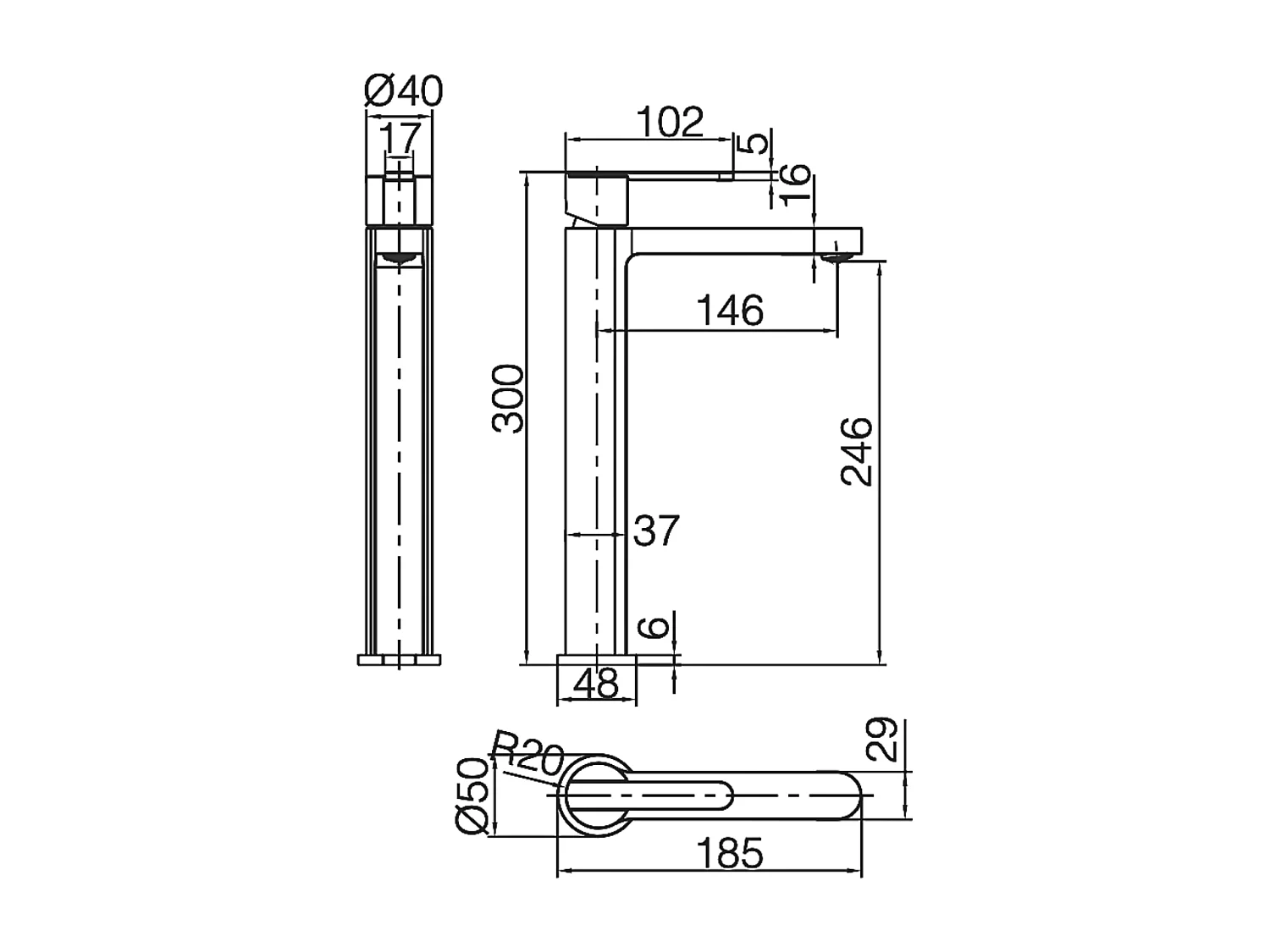 Mitigeur Lavabo Salle de Bain noir mat – Bec Haut Anti-Calcaire – Design moderne - ROMA IMEX