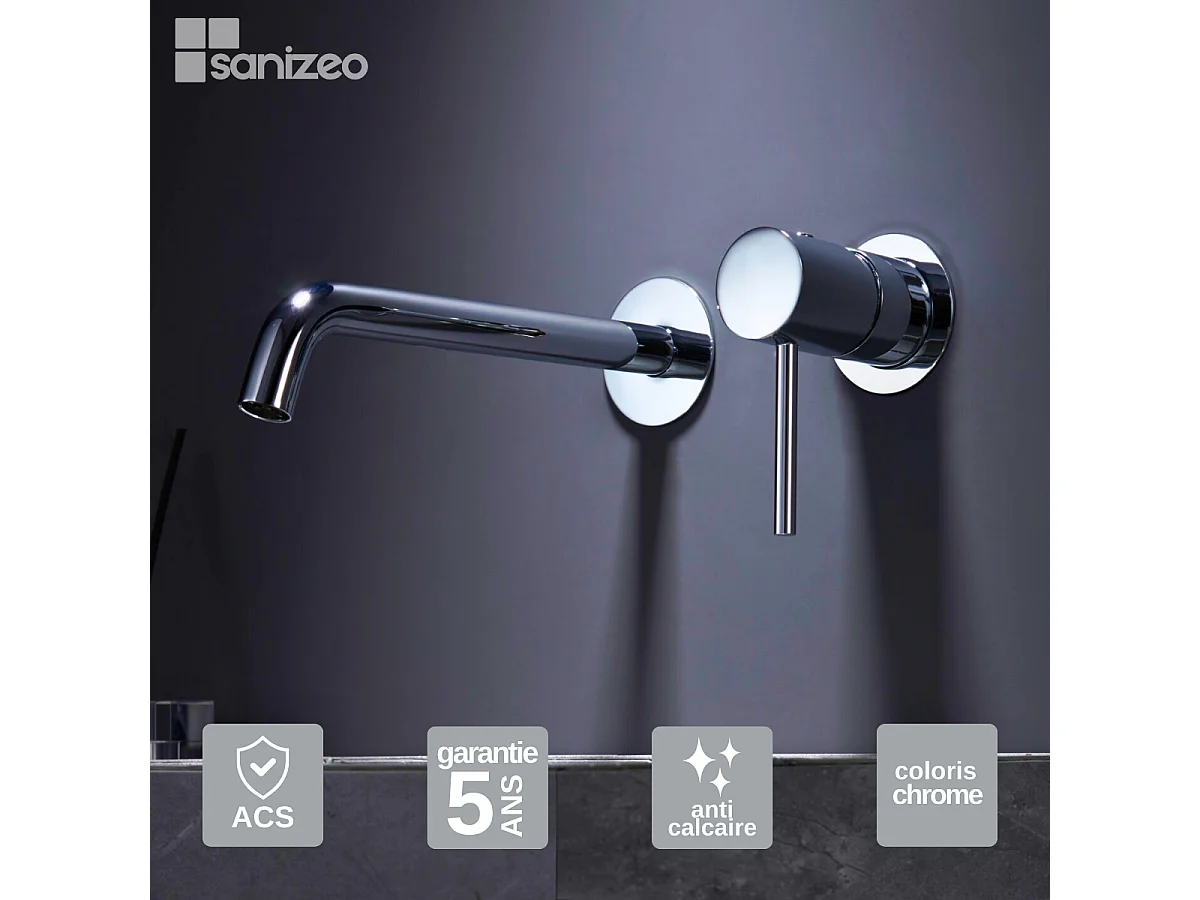 Robinet Mitigeur de Lavabo Encastré Anti-Calcaire Chrome IMEX MONZA GLM039