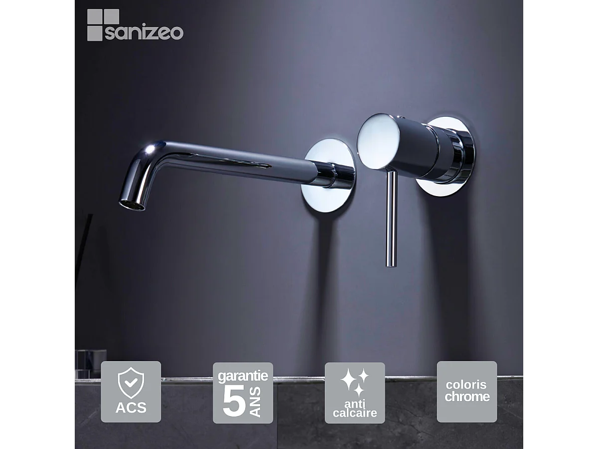 Robinet Mitigeur de Lavabo Encastré Anti-Calcaire Chrome IMEX MONZA GLM039