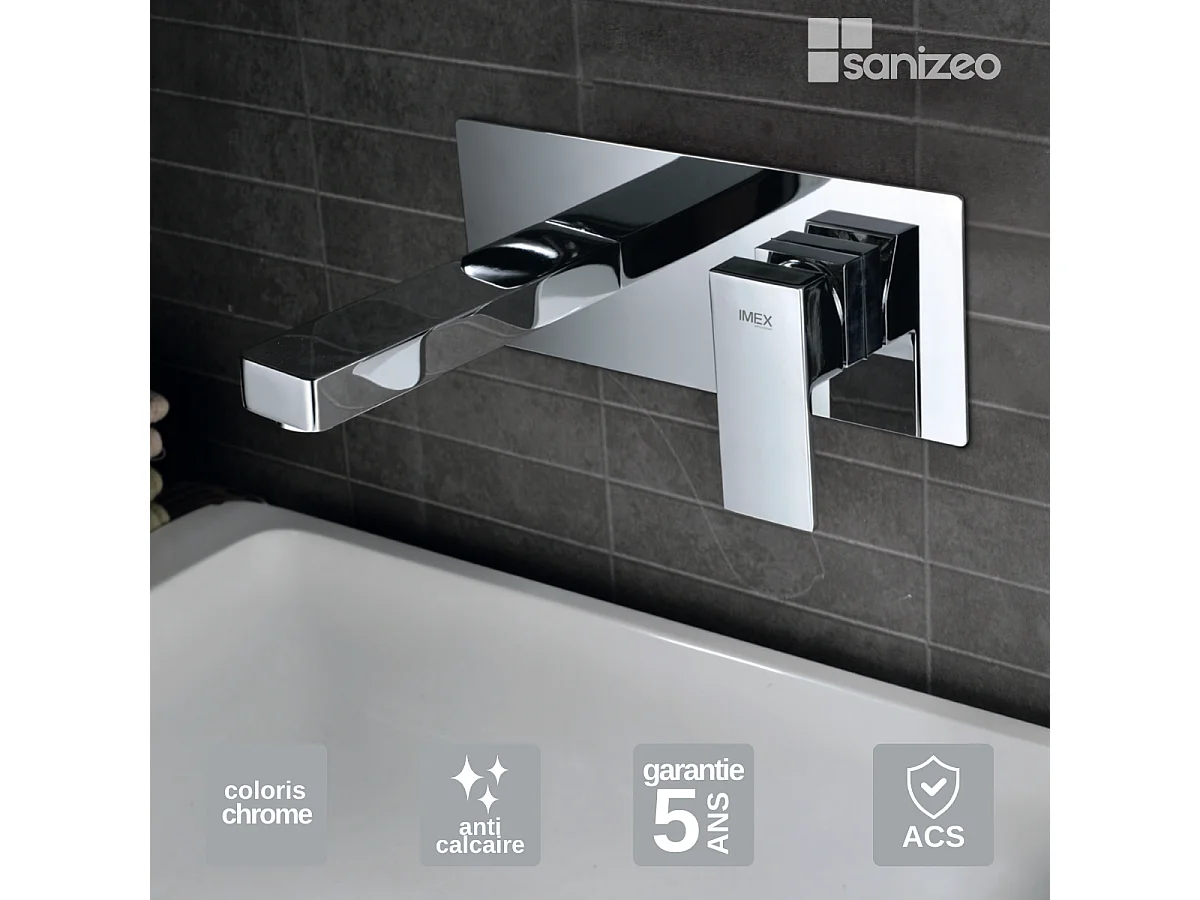 Mitigeur Lavabo Encastré Salle de Bain chromé – Anti-Calcaire – Design moderne - SUIZA IMEX