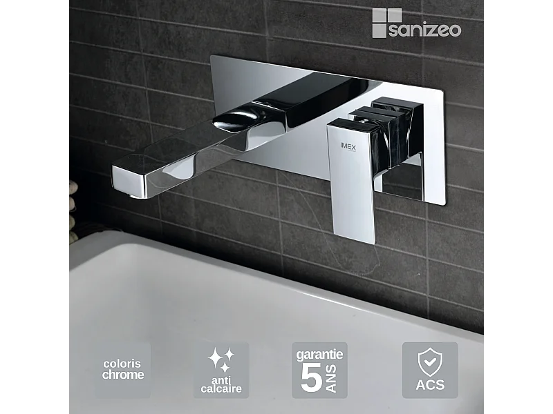Mitigeur Lavabo Encastré Salle de Bain chromé – Anti-Calcaire – Design moderne - SUIZA IMEX