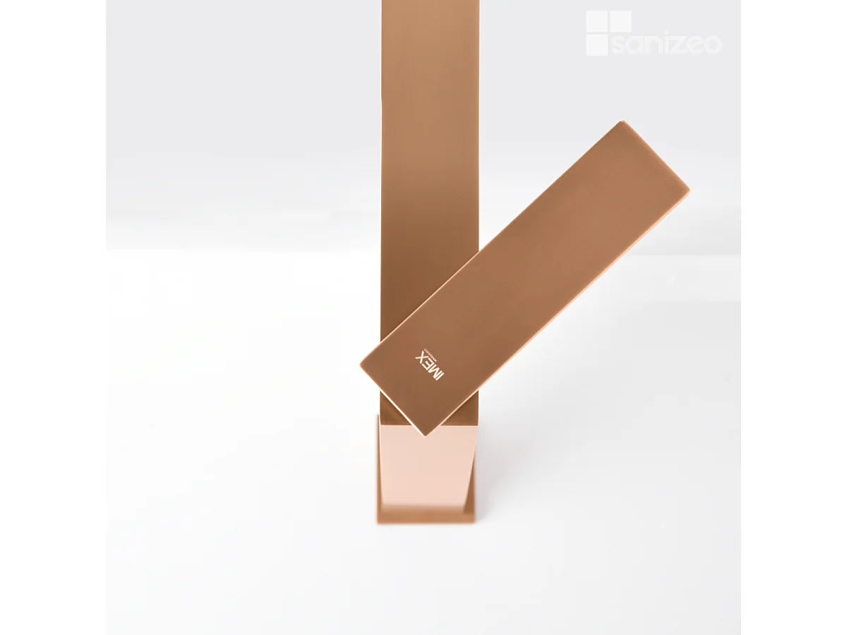 Mitigeur Lavabo Salle de Bain or rose cuivré – Bec Haut Anti-Calcaire – Design moderne - PISA IMEX