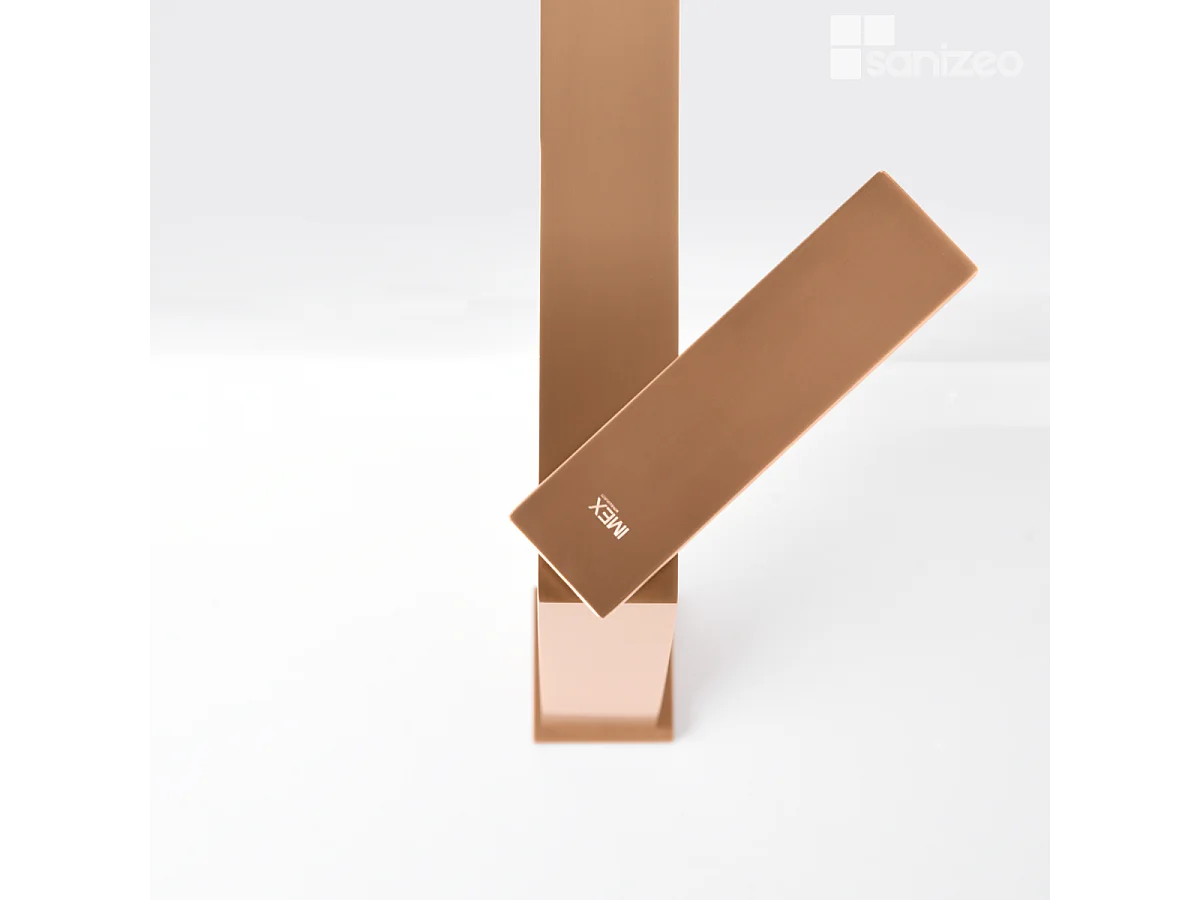 Mitigeur Lavabo Salle de Bain or rose cuivré – Bec Haut Anti-Calcaire – Design moderne - PISA IMEX