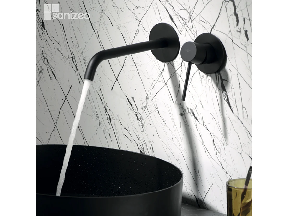 Mitigeur Lavabo Encastré Salle de Bain noir mat – Anti-Calcaire – Design moderne - MILOS IMEX