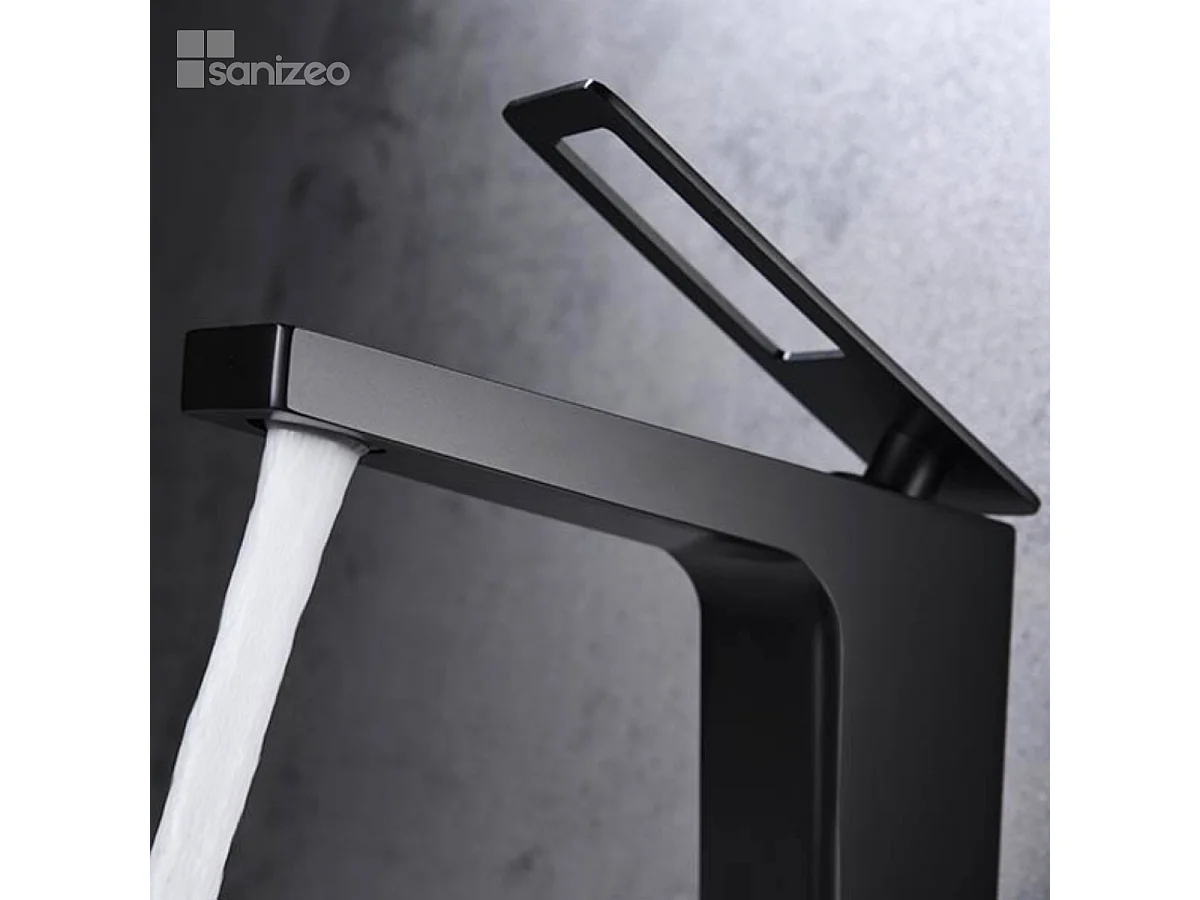 Mitigeur Lavabo Salle de Bain noir mat – Bec Bas Anti-Calcaire – Design moderne - SUECIA IMEX