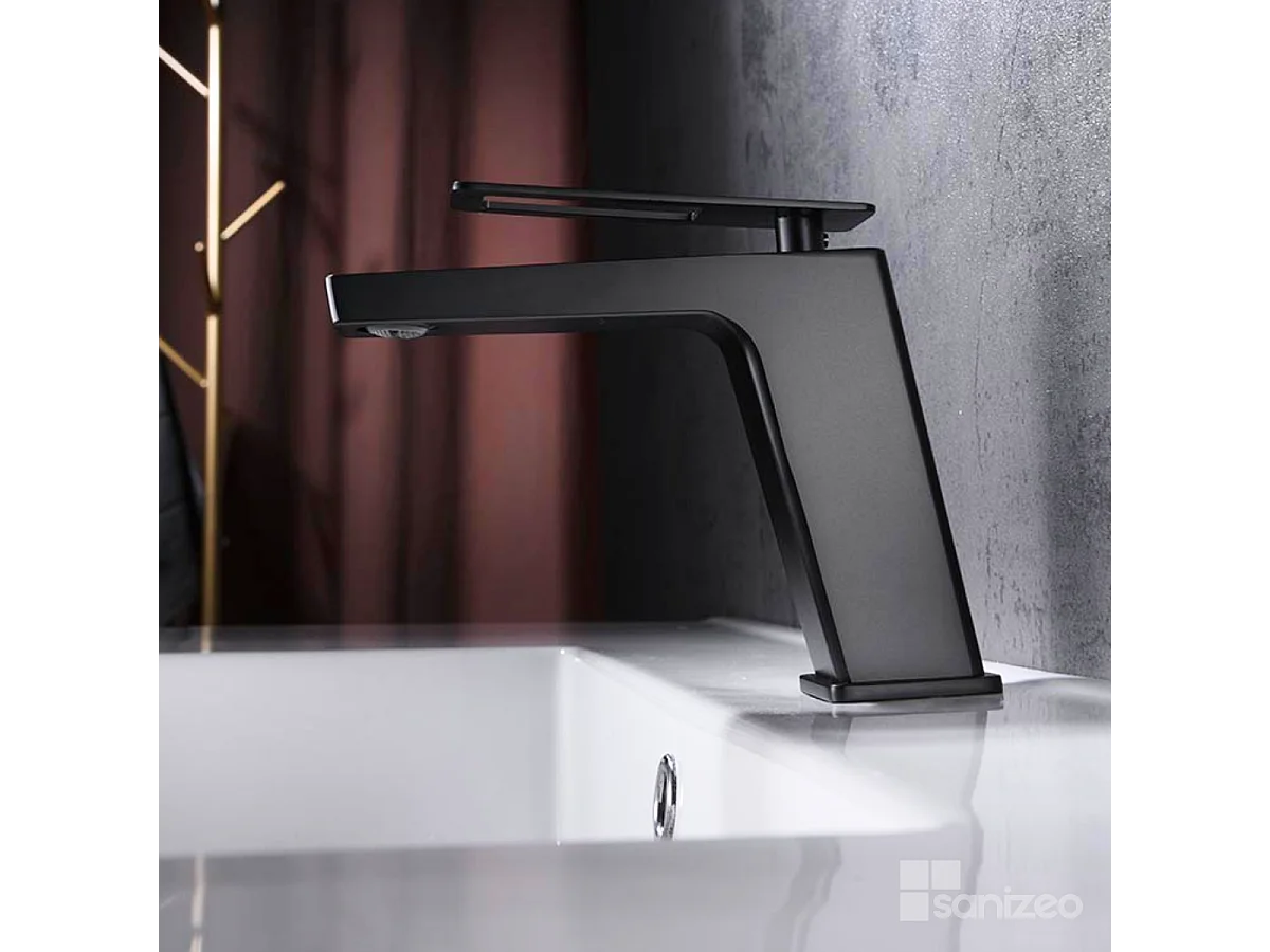 Mitigeur Lavabo Salle de Bain noir mat – Bec Bas Anti-Calcaire – Design moderne - SUECIA IMEX