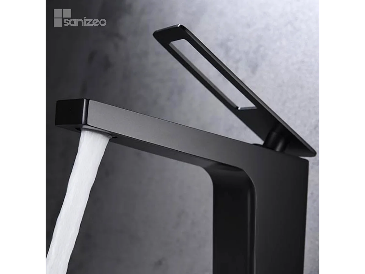 Mitigeur Lavabo Salle de Bain noir mat – Bec Bas Anti-Calcaire – Design moderne - SUECIA IMEX