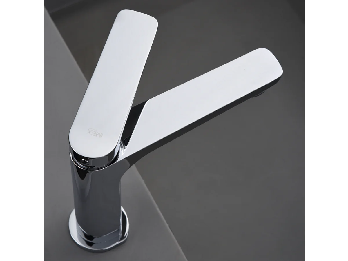 Mitigeur Lavabo Salle de Bain chromé – Bec Bas Anti-Calcaire – Design moderne - NAPOLES IMEX