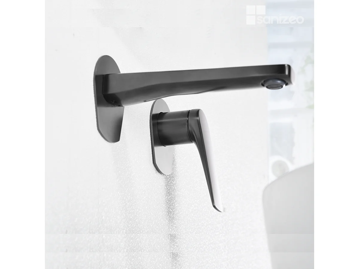 Mitigeur Lavabo Encastré Salle de Bain noir métal – Anti-Calcaire – Design moderne - DELOS IMEX