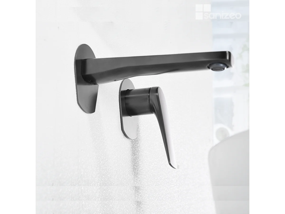 Mitigeur Lavabo Encastré Salle de Bain noir métal – Anti-Calcaire – Design moderne - DELOS IMEX