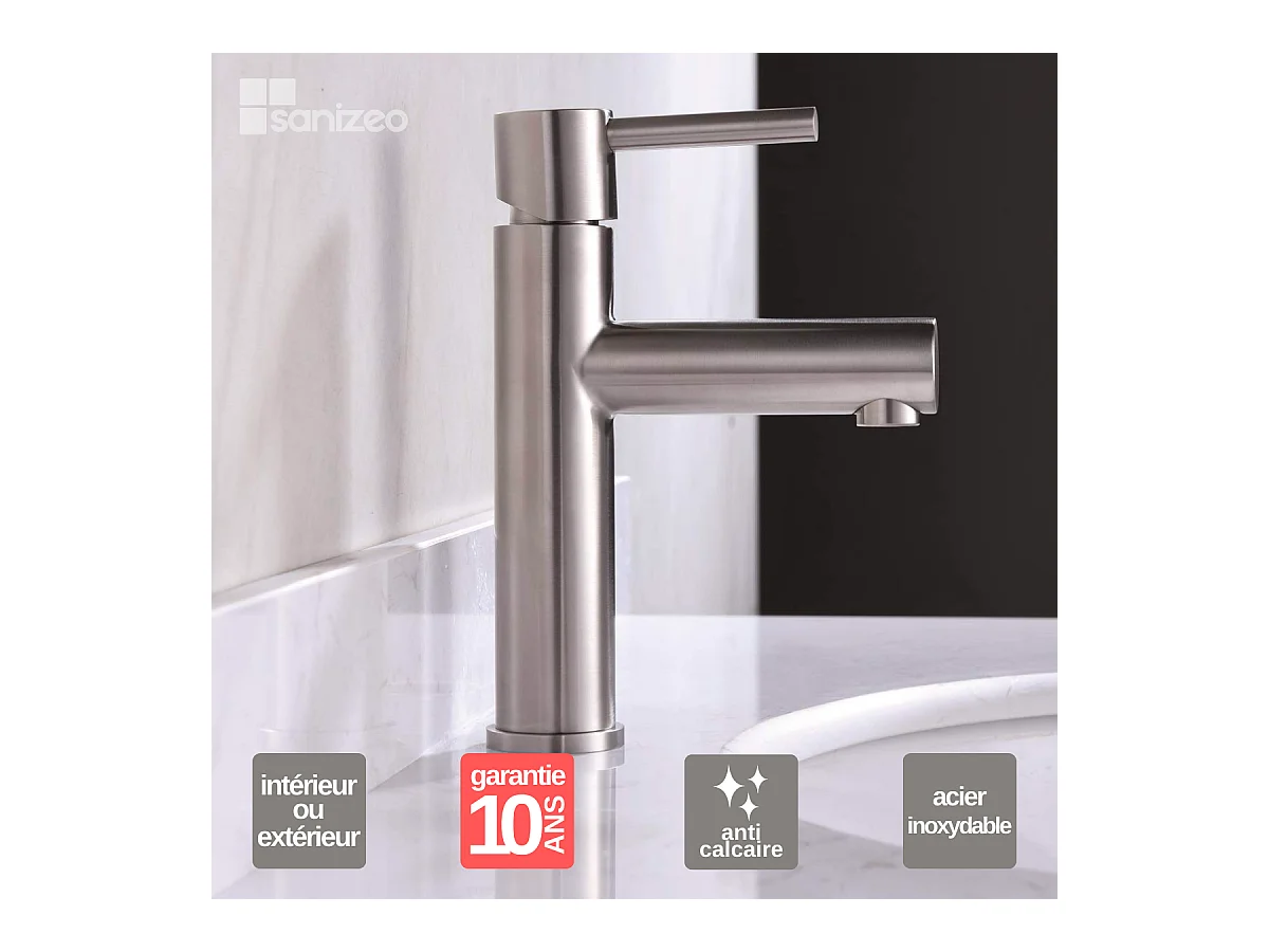 Robinet Mitgeur de Lavabo Bec Bas en Acier Inoxydable Intérieur / Extérieur IMEX MOSCU BDK034-1