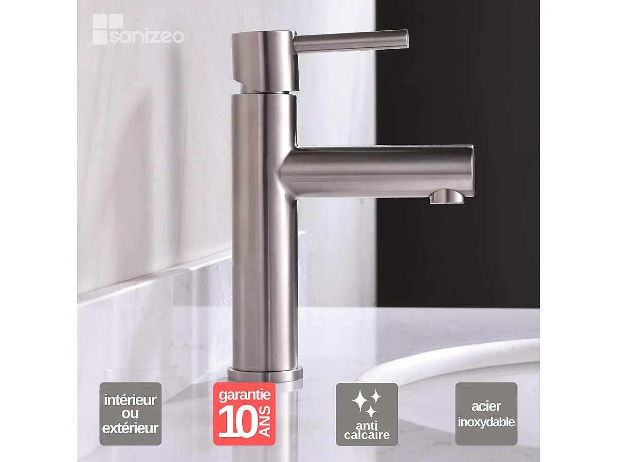 Robinet Mitgeur de Lavabo Bec Bas en Acier Inoxydable Intérieur / Extérieur IMEX MOSCU BDK034-1