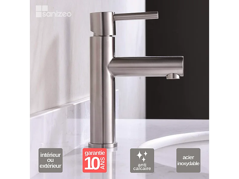 Robinet Mitgeur de Lavabo Bec Bas en Acier Inoxydable Intérieur / Extérieur IMEX MOSCU BDK034-1