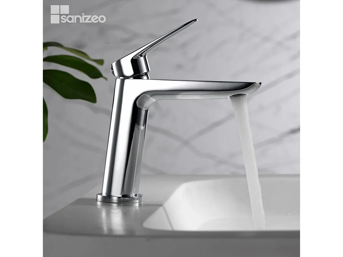 Mitigeur Lavabo Salle de Bain chromé – Bec Bas Anti-Calcaire – Design moderne - BELGICA IMEX