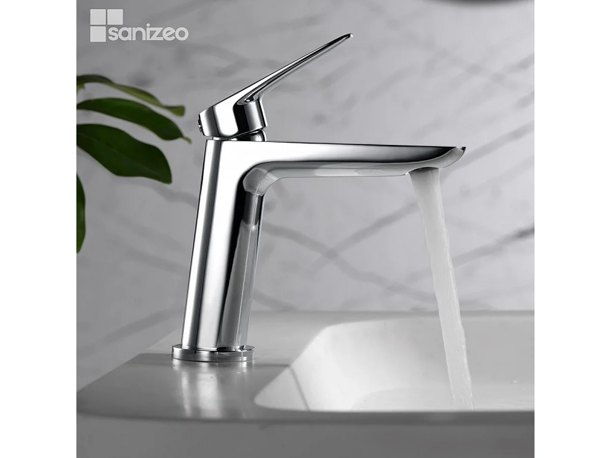 Mitigeur Lavabo Salle de Bain chromé – Bec Bas Anti-Calcaire – Design moderne - BELGICA IMEX