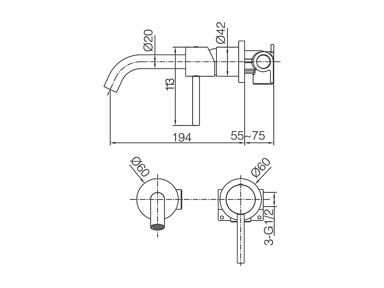 Robinet Mitigeur de Lavabo Encastré Anti-Calcaire Or Brossé IMEX MONZA GLM039/OC