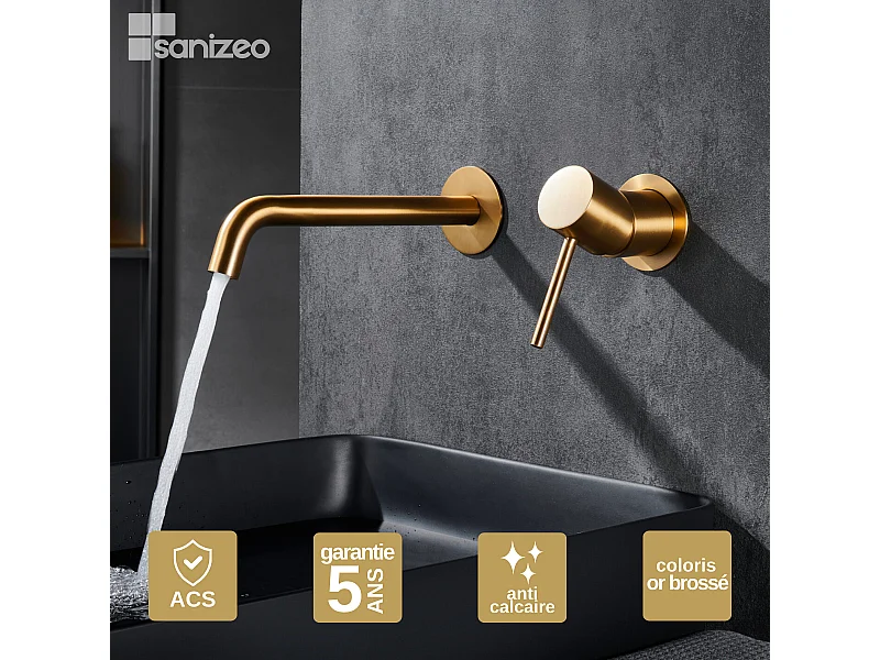 Robinet Mitigeur de Lavabo Encastré Anti-Calcaire Or Brossé IMEX MONZA GLM039/OC