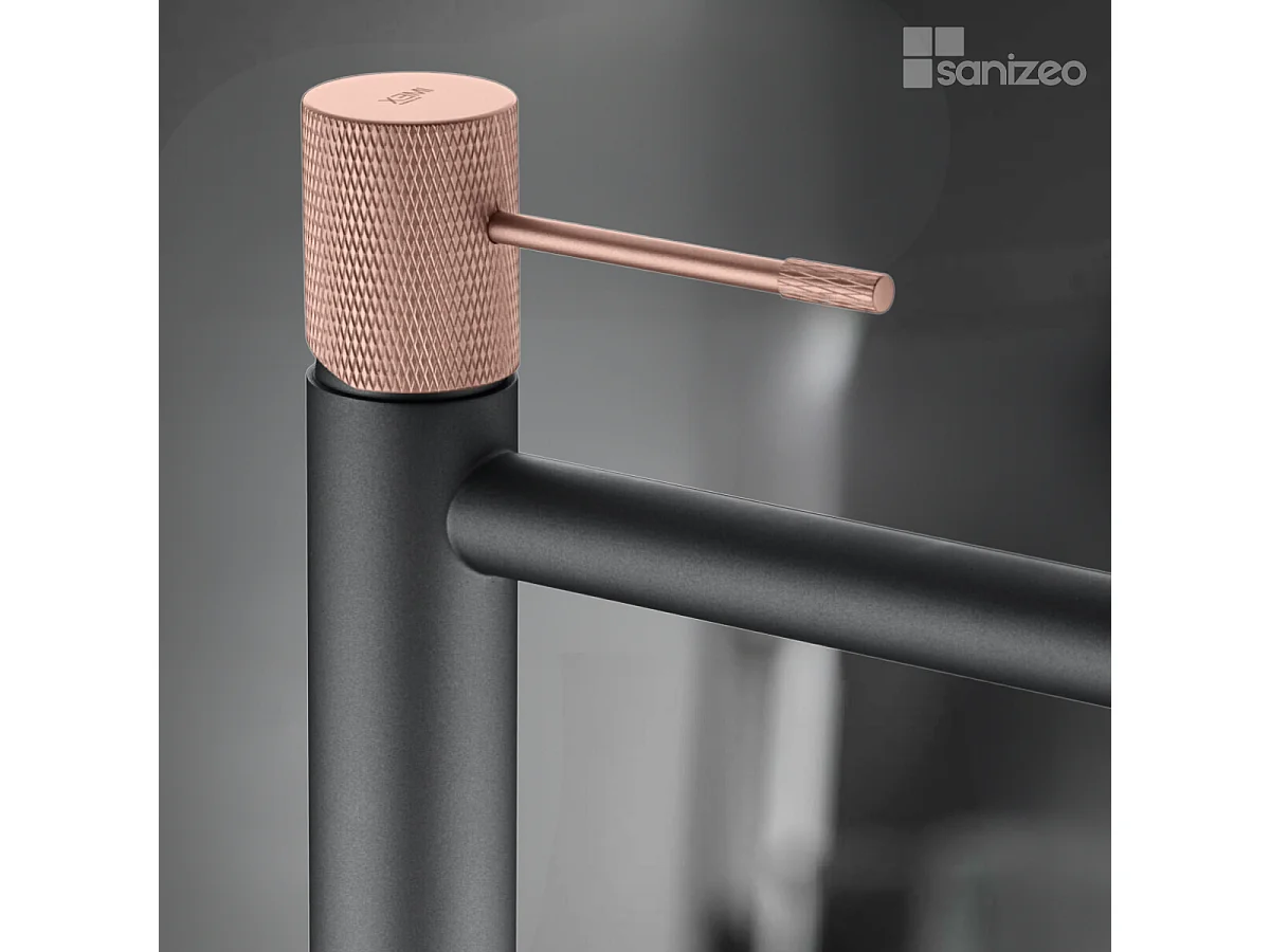 Mitigeur Lavabo Salle de Bain gris/champagne – Bec Haut Anti-Calcaire – Design Moderne - LINE IMEX