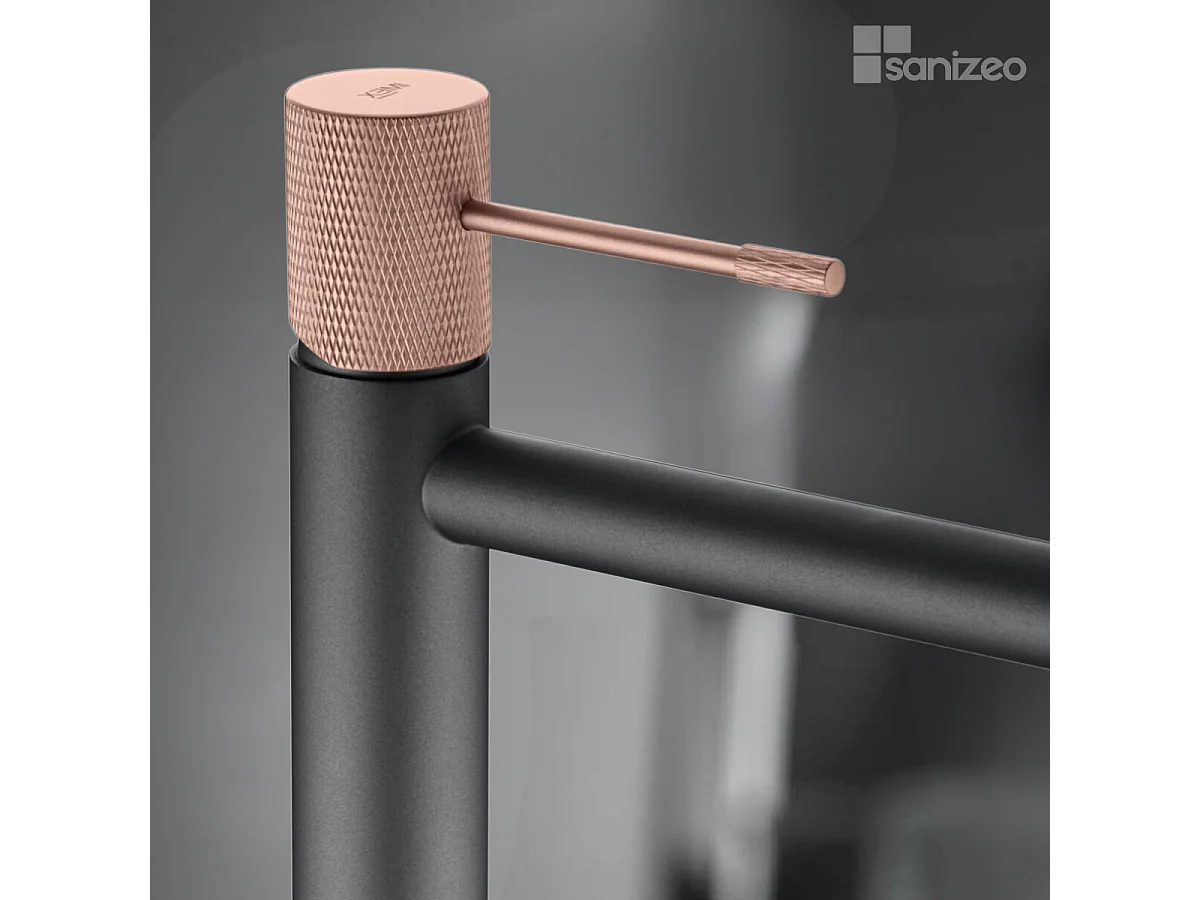 Mitigeur Lavabo Salle de Bain gris/champagne – Bec Haut Anti-Calcaire – Design Moderne - LINE IMEX