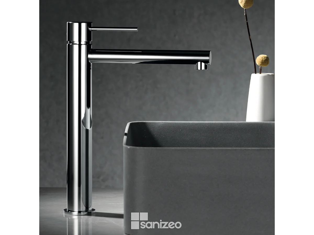 Mitigeur Lavabo Salle de Bain chromé – Bec Haut Anti-Calcaire – Design Moderne - MILOS STICK IMEX