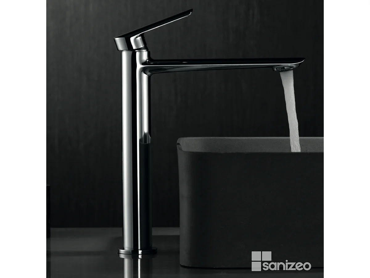 Mitigeur Lavabo Salle de Bain chromé – Bec Haut Anti-Calcaire – Design moderne - URAL IMEX