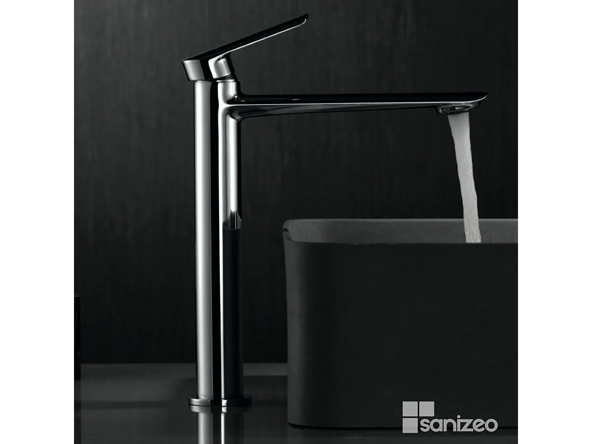 Mitigeur Lavabo Salle de Bain chromé – Bec Haut Anti-Calcaire – Design moderne - URAL IMEX