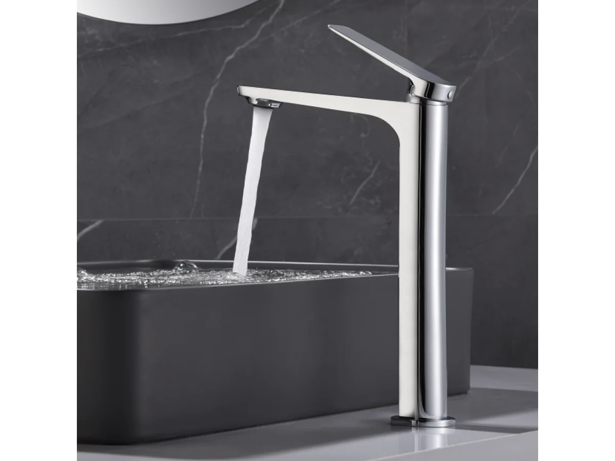 Mitigeur Lavabo Salle de Bain chromé – Bec Haut Anti-Calcaire – Design moderne - NAPOLES IMEX