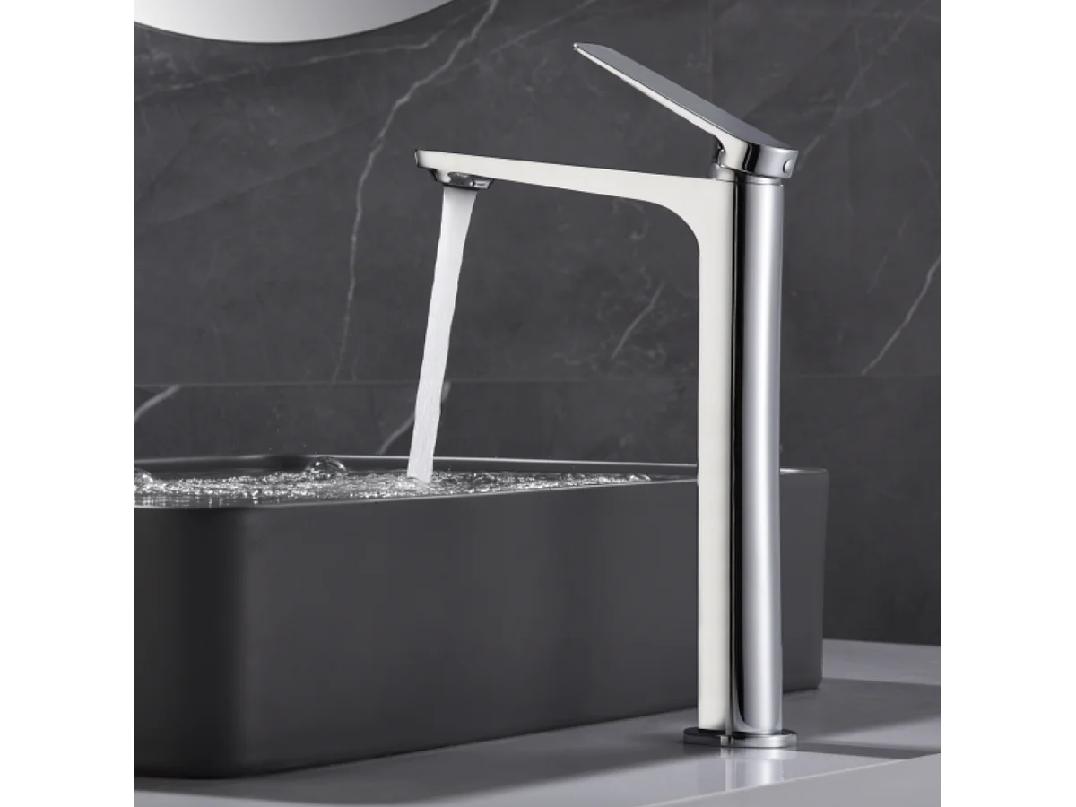 Mitigeur Lavabo Salle de Bain chromé – Bec Haut Anti-Calcaire – Design moderne - NAPOLES IMEX