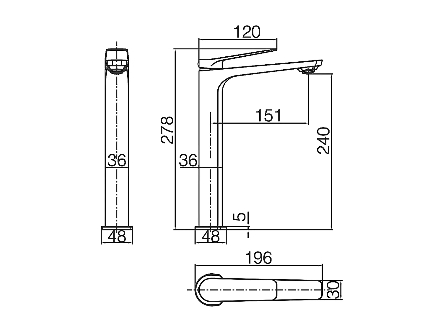 Mitigeur Lavabo Salle de Bain chromé – Bec Haut Anti-Calcaire – Design moderne - NAPOLES IMEX