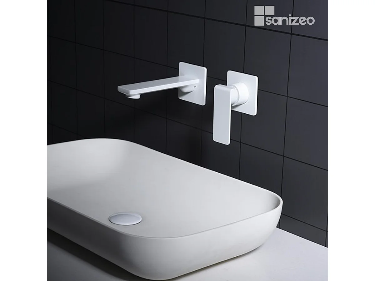 Mitigeur Lavabo Encastré Salle de Bain blanc mat – Anti-Calcaire – Design moderne - FIYI IMEX