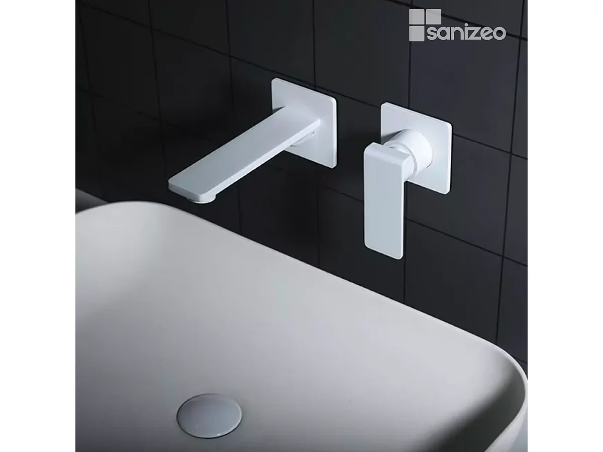 Mitigeur Lavabo Encastré Salle de Bain blanc mat – Anti-Calcaire – Design moderne - FIYI IMEX