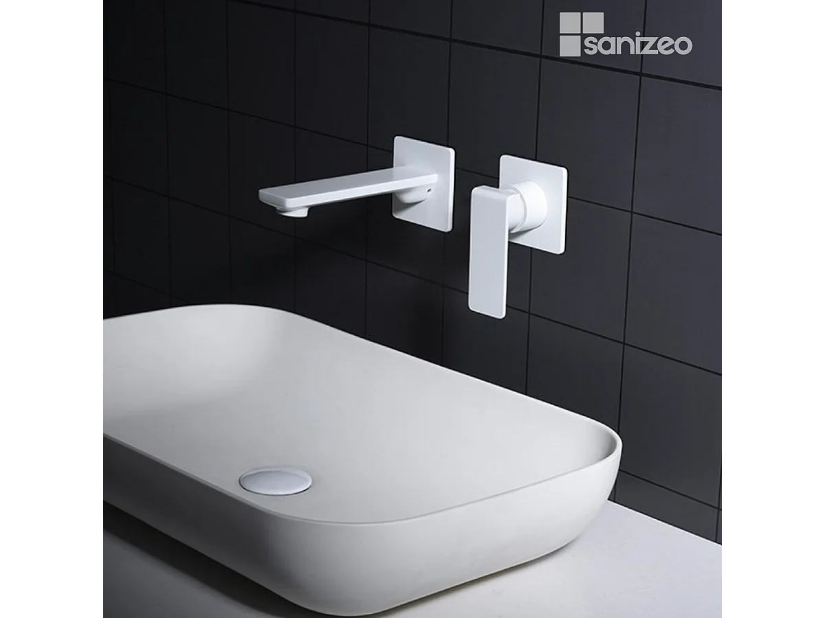 Mitigeur Lavabo Encastré Salle de Bain blanc mat – Anti-Calcaire – Design moderne - FIYI IMEX