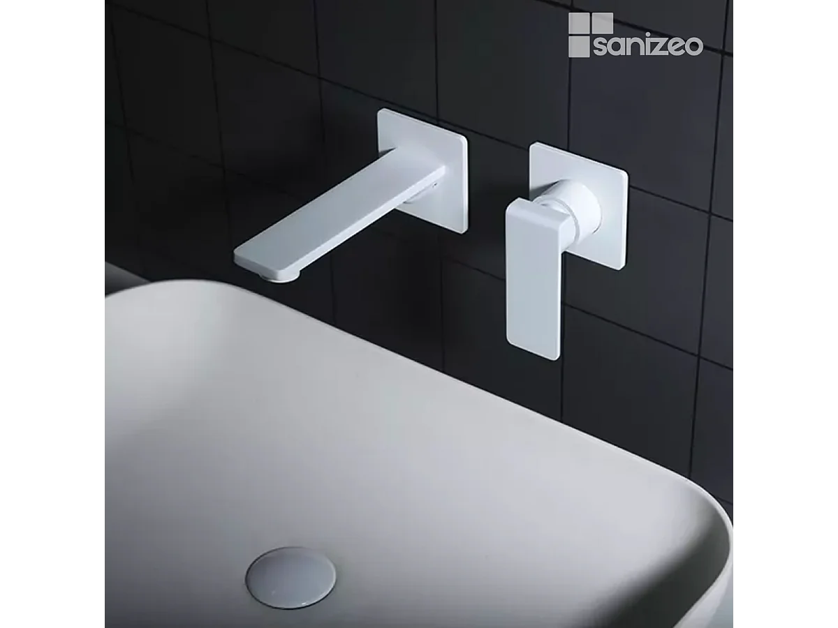 Mitigeur Lavabo Encastré Salle de Bain blanc mat – Anti-Calcaire – Design moderne - FIYI IMEX