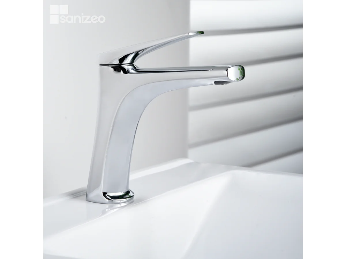 Mitigeur Lavabo Salle de Bain chromé – Bec Bas Anti-Calcaire – Design moderne - DELOS IMEX