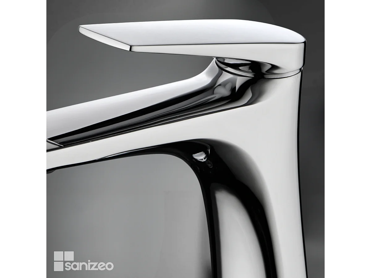 Mitigeur Lavabo Salle de Bain chromé – Bec Bas Anti-Calcaire – Design moderne - DELOS IMEX