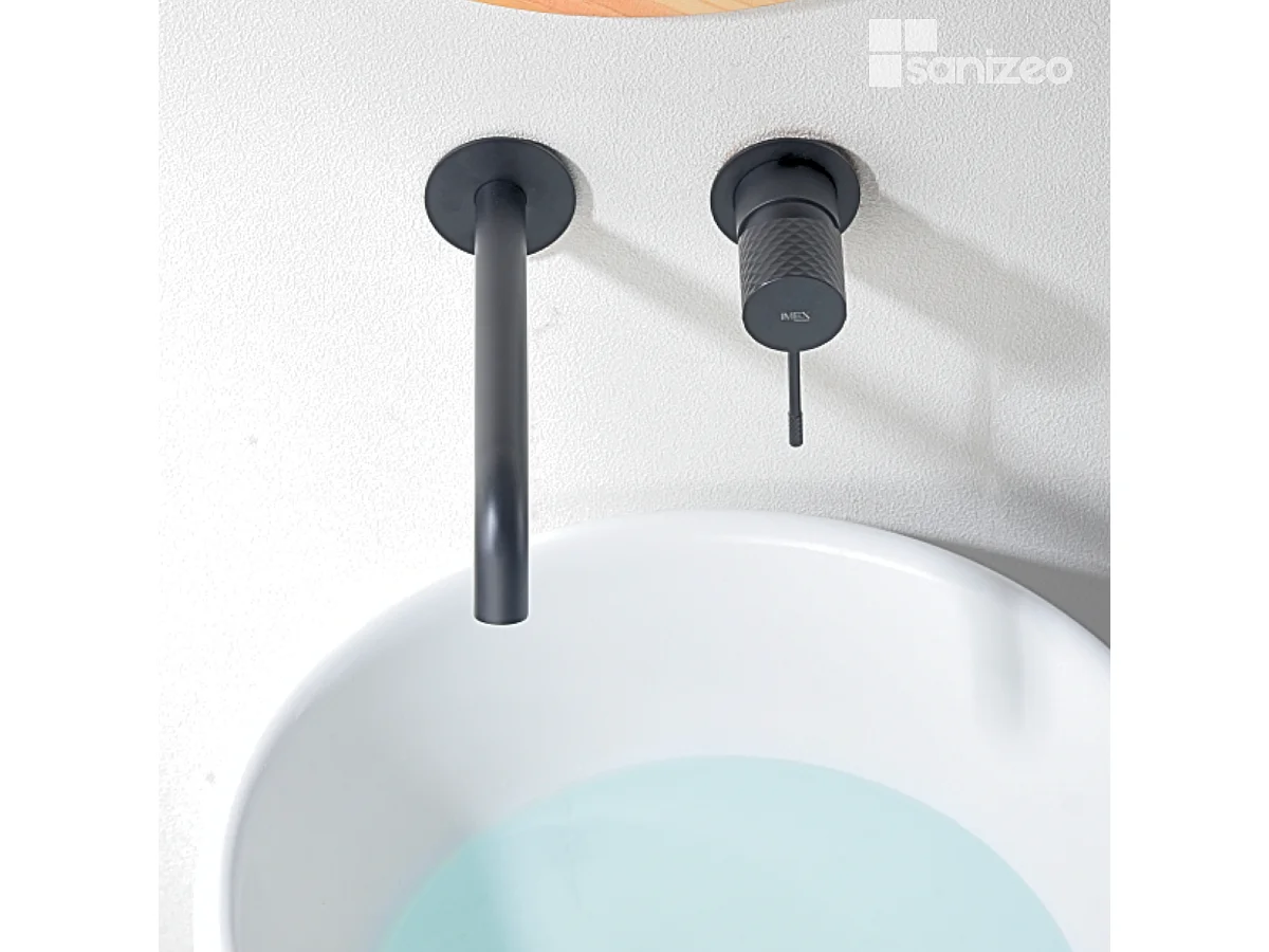 Mitigeur Lavabo Encastré Salle de Bain noir métal – Anti-Calcaire – Design Moderne - GENOVA IMEX