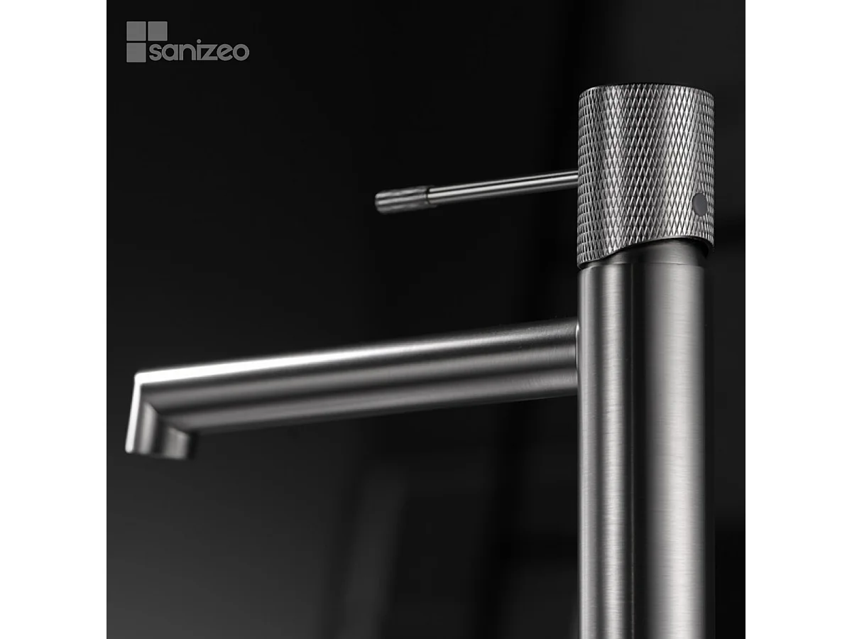 Mitigeur Lavabo Salle de Bain niquel brossé – Bec Bas Anti-Calcaire – Design Moderne - LINE IMEX