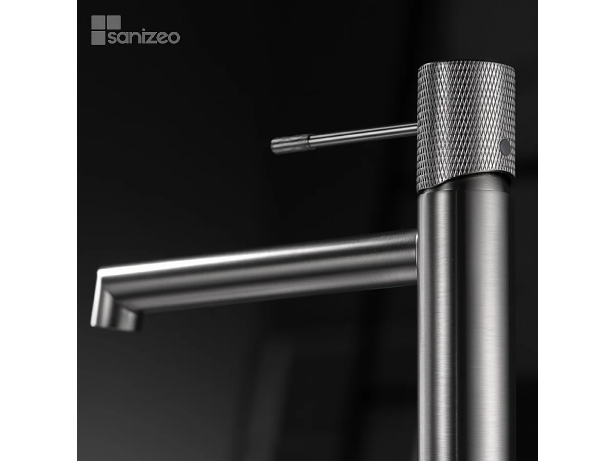 Mitigeur Lavabo Salle de Bain niquel brossé – Bec Bas Anti-Calcaire – Design Moderne - LINE IMEX