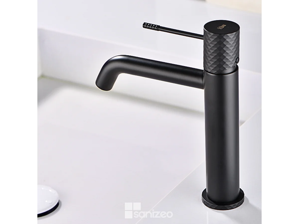 Mitigeur Lavabo Salle de Bain noir mat – Bec Bas Anti-Calcaire – Design Moderne - GENOVA IMEX