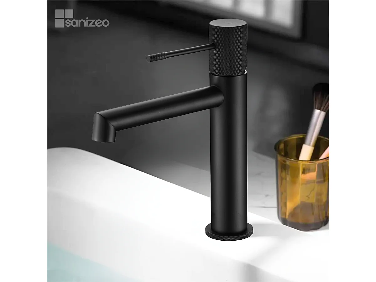 Mitigeur Lavabo Salle de Bain noir mat – Bec Bas Anti-Calcaire – Design moderne - LINE IMEX